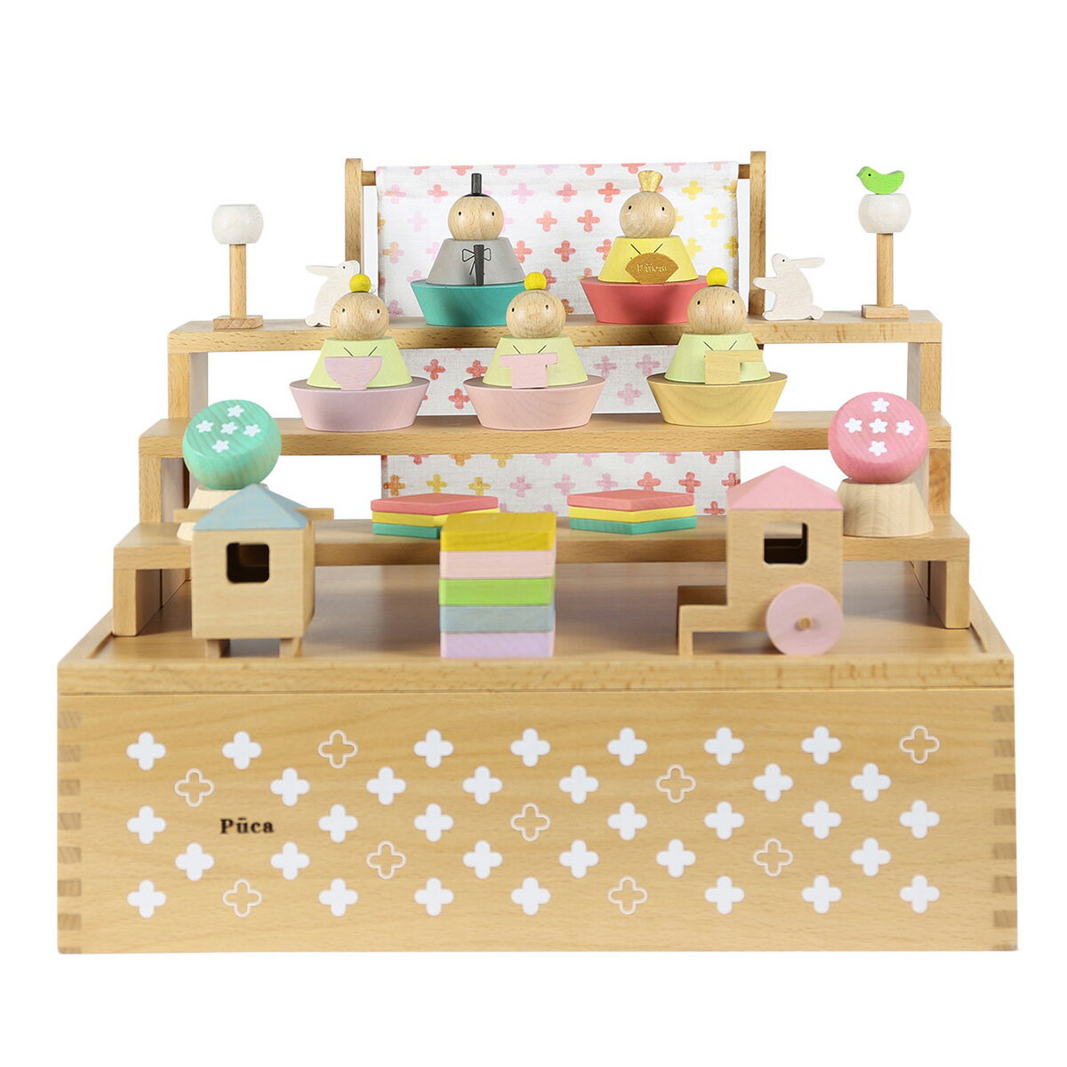 雛人形 木製 ナチュラル かわいい Puca HAKO 積み木 プーカのひな人形 収納箱