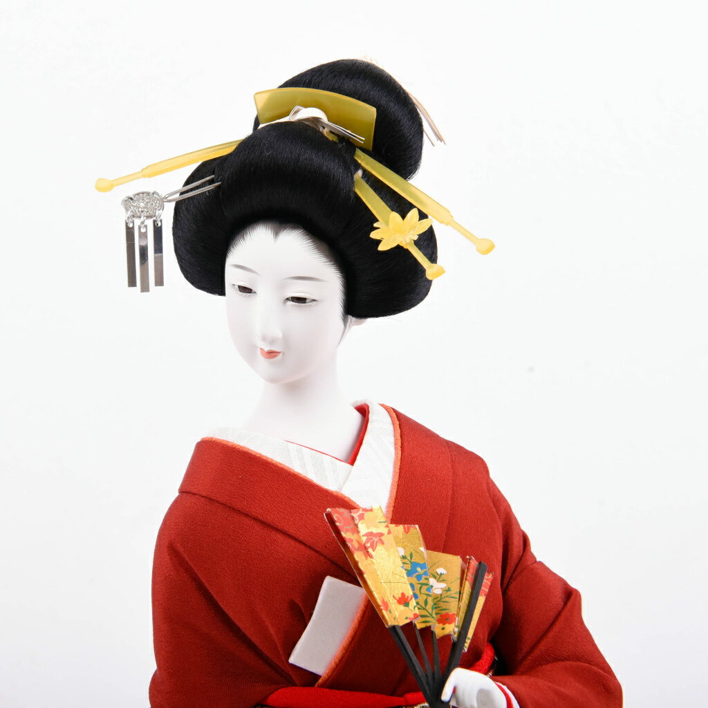 尾山人形 えんじ 桐塑頭(本練頭) 荻野和風作【送料無料】【展示特価品】