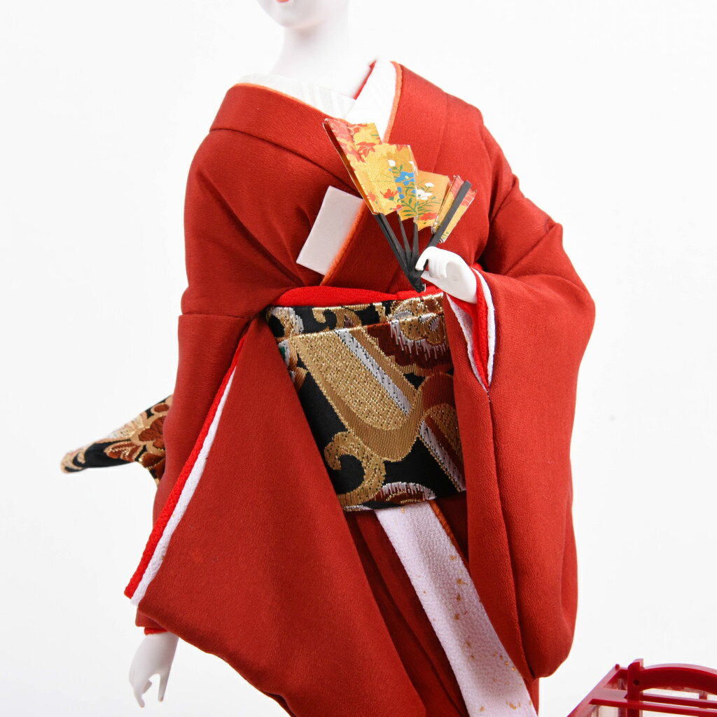 尾山人形 えんじ 桐塑頭(本練頭) 荻野和風作【送料無料】【展示特価品】