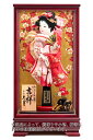 羽子板 久月 ケース飾り 吉祥 梅花 梅に鶯 金彩刺繍振袖 久月オリジナル面相 13号 マホ塗ケース 【2025年度新作】 h061-k-86330