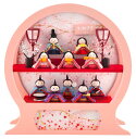 雛人形 コンパクト ひな人形 雛 ケース飾り 十人飾り 藤翁作 舞あそび 桃わらべ 手作り縮緬細工 手鏡型アクリルケース オルゴール付 【2025年度新作】 h073-fn-213-1001a