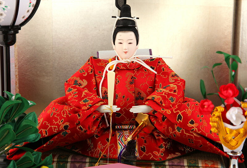 京洛紫雲作 有識故実 別誂之仕立 御雛 正絹 龍村美術織物 金沢箔 錫箔四曲屏風
