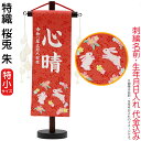 名前旗 雛人形 村上鯉幟 室内飾り 特織(特小)桜兎 朱 つぼみパール白飾り スタンド付 白糸刺繍 生年月日 名前入れ代込み 【2025年度新作】 mk-name-3-653-304