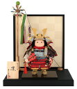 五月人形 幸一光 コンパクト 松崎人形 子供大将飾り 平飾り 凛 りん 黒小札 赤糸威 黒塗紗貼台 鯉幟付 【2025年度新作】 h075-koi-5820