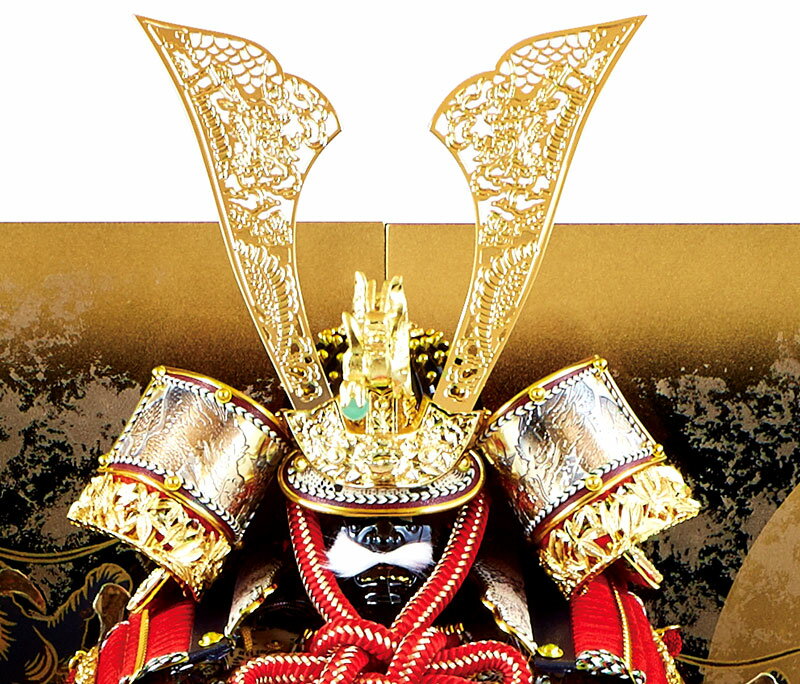 家紋入れ 健勝 向かい龍 透かし彫鍬形 彫金 飛龍大鎧 8号 高床台飾り 正絹糸縅