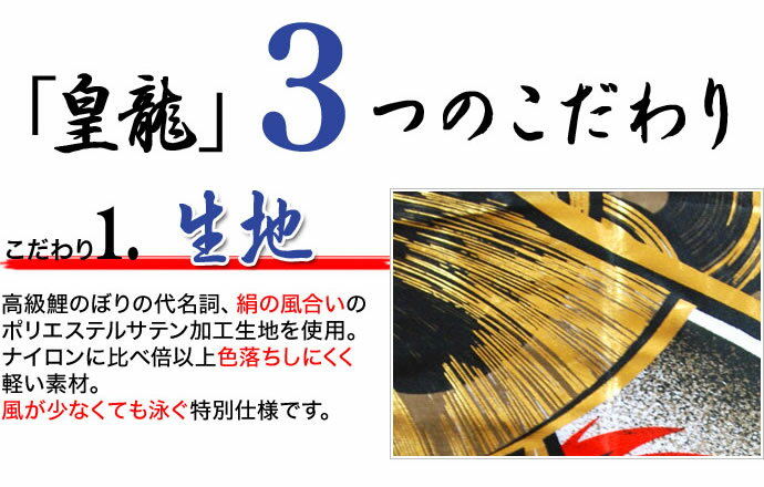 皇龍 双龍守護之最上鯉 ポリエステル 家紋・名入可
