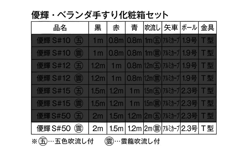 優輝 雲龍吹流し T型金具 家紋・名前入れ可能