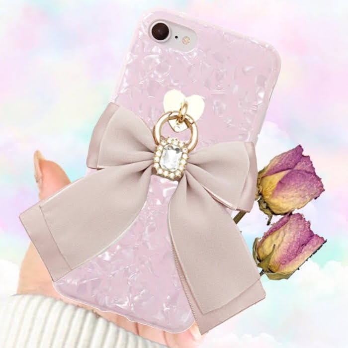 パピヨンレース　ハートフープ iPhone　シェルケース　iPhoneケース iphone12 Pro　ProMax　X　Xs　XR　iphone11　iphone8　Plus　iphoneSE2　ケース 韓国　シンプル おしゃれ　かわいい　人気　リング　スマホケース　リボン　ソフト　耐衝撃【送料無料】