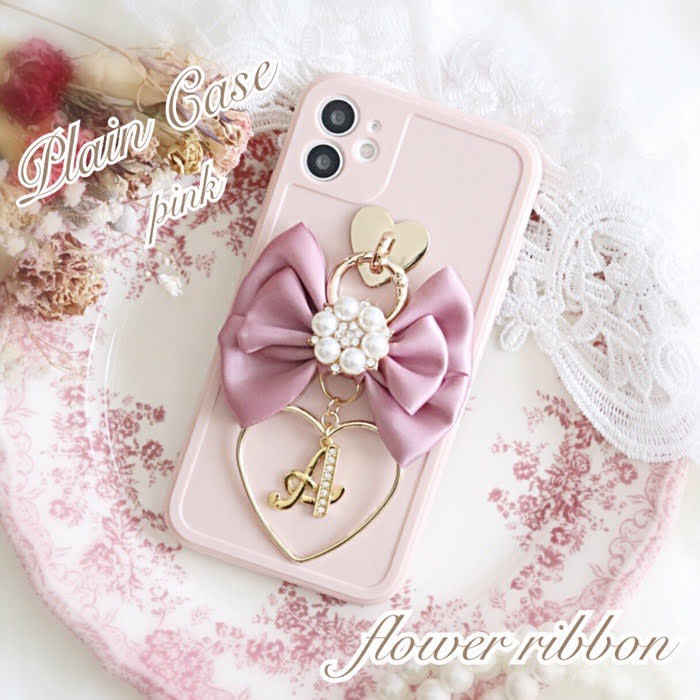 フラワーリボン　ハートフープ　iPhone　プレーンケース　iPhoneケース iphone12 Pro　ProMax　X　Xs　XR　iphone11　iphone8　Plus　iphoneSE2　ケース 韓国　シンプル おしゃれ　かわいい　人気　リング　スマホケース　リボン　ソフト　耐衝撃【送料無料】