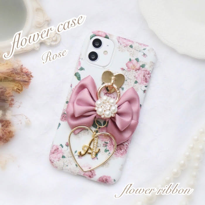 フラワーリボン　ハートフープ　フラワーケース　iphoneケース　オーダーメイド　iphone12 Pro　ProMax　X　Xs　XR　iphone11　iphone8　Plus　iphoneSE2　ケース　韓国　シンプル おしゃれ　かわいい　人気　リング　スマホケース　リボン　ソフト　耐衝撃【送料無料】