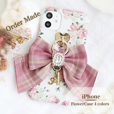 チェックリボン イニシャル フラワーケース iphoneケース オーダーメイド iphone12 Pro ProMax X Xs XR iphone11 iphone8 Plus iphoneSE2 ケース 韓国 シンプル おしゃれ かわいい 人気 リング スマホケース リボン ソフト 耐衝撃【送料無料】