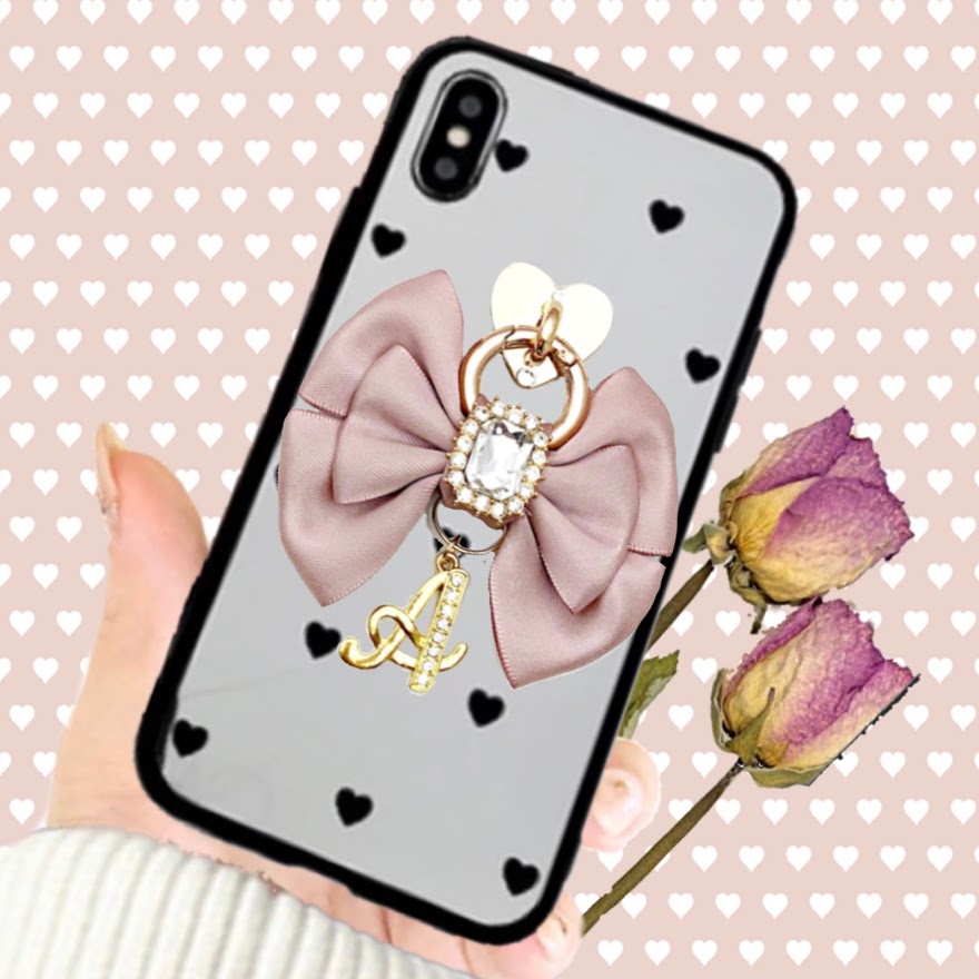 フラワーリボン　イニシャル　ミラーケース　iphoneケース　オーダーメイド　iphone12 Pro　ProMax　X　Xs　XR　iphone11　iphone8　Plus　iphoneSE2　ケース　韓国　シンプル おしゃれ　かわいい　人気　リング　スマホケース　リボン　ソフト　耐衝撃【送料無料】