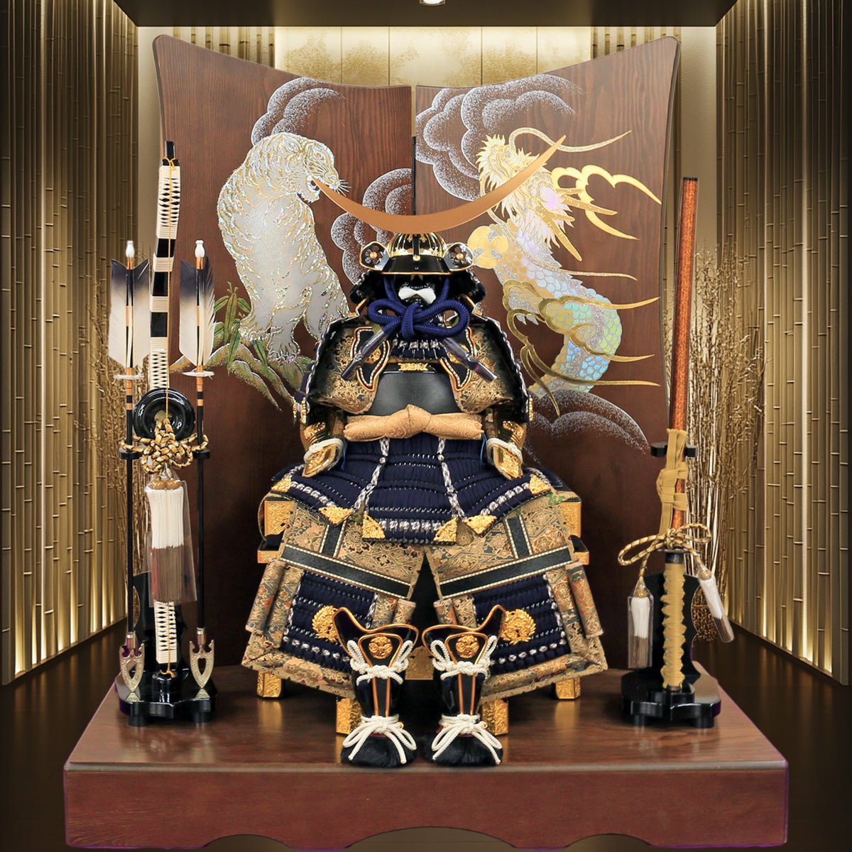 五月人形 鎧飾り おしゃれ【 10号 鎧 伊達政宗・紺 】人気 豪華 立派 伊達 政宗 男の子 節句 節句人形 端午の節句 人形 国産木材