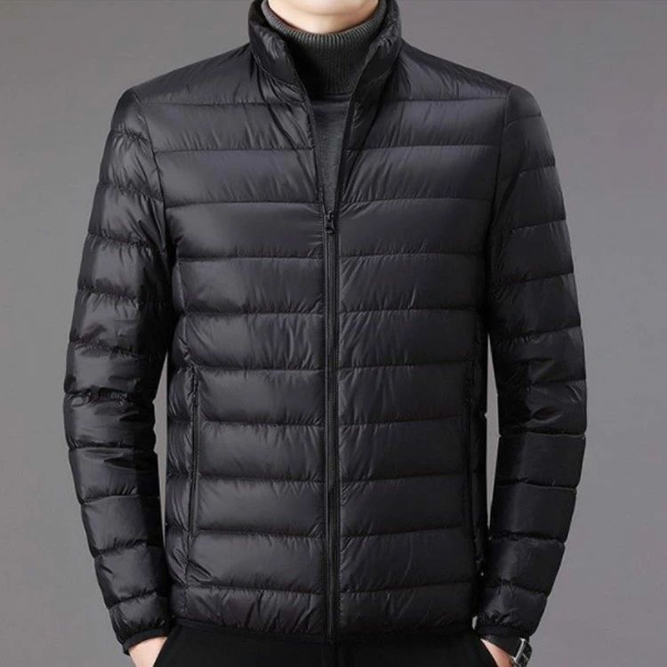 ファイバー 薄手 防寒 スタンドカラー ジャケット 軽量 ダウン ファイバー インナーダウン 立て襟 メンズ ダウンジャケット 細身