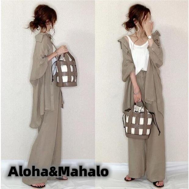 パンツスーツ レディース 2点セット ブラウス シャツ ドルマンスリーブ 夏 ワイドパンツ 長袖 春 秋 通勤 カジュアル 着痩せ 体