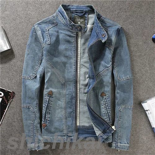 WILLS ジージャンGジャンTHOM ジップアップ ジャケット メンズライダース ジャケット デニム スタンドカラー