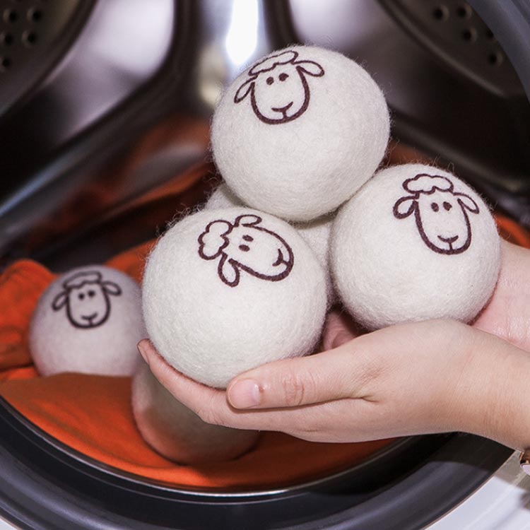 エコ 洗濯 時短 時間短縮 ドライヤーボール 乾燥機 ウールボール 洗濯用 ふんわり フェルト 羊毛 ボール 乾燥機 ウール 6個入り