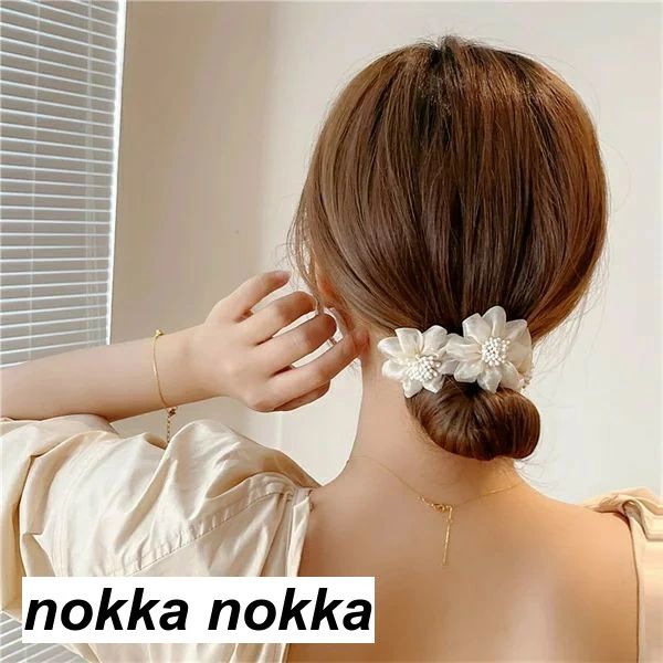 ホ お団子 おしゃれ 花 お花 可愛い アクセサリー ヘア飾り お団子ヘアアレンジ ヘアー おだんご 2個セット 簡単 ヘアの団子作り