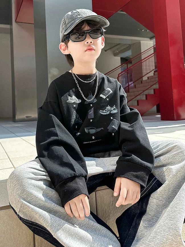 キッズ プリント トレーナー スウェット 長袖 子供服 男の子 女の子 ボーイズ ガー...
