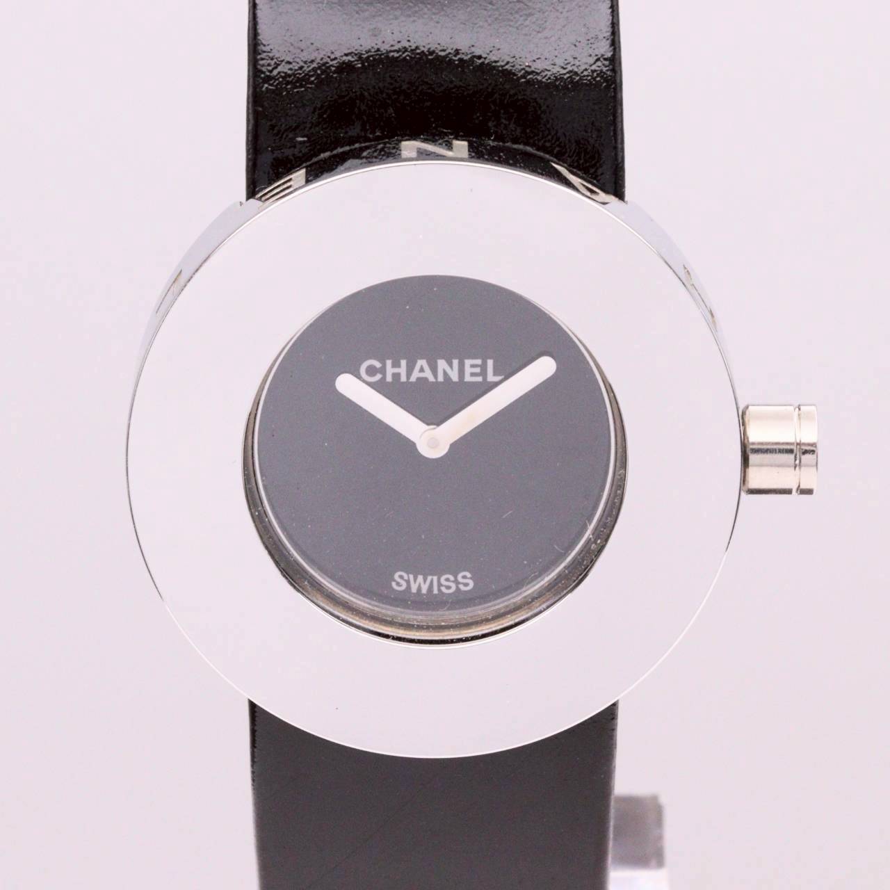シャネル Leather Quartz Ladies Watch Polished Chanel La 腕時計 レディース クォーツ ケース ブラック