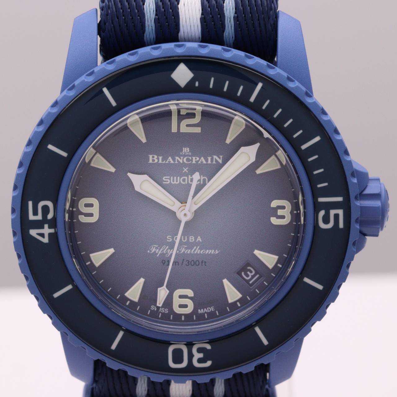 【中古】スウォッチ Scuba Fifty Fathoms Blancpain Scuba Fifty Fathoms Atlantic Ocean 腕時計 メンズ 自動巻き ブルー