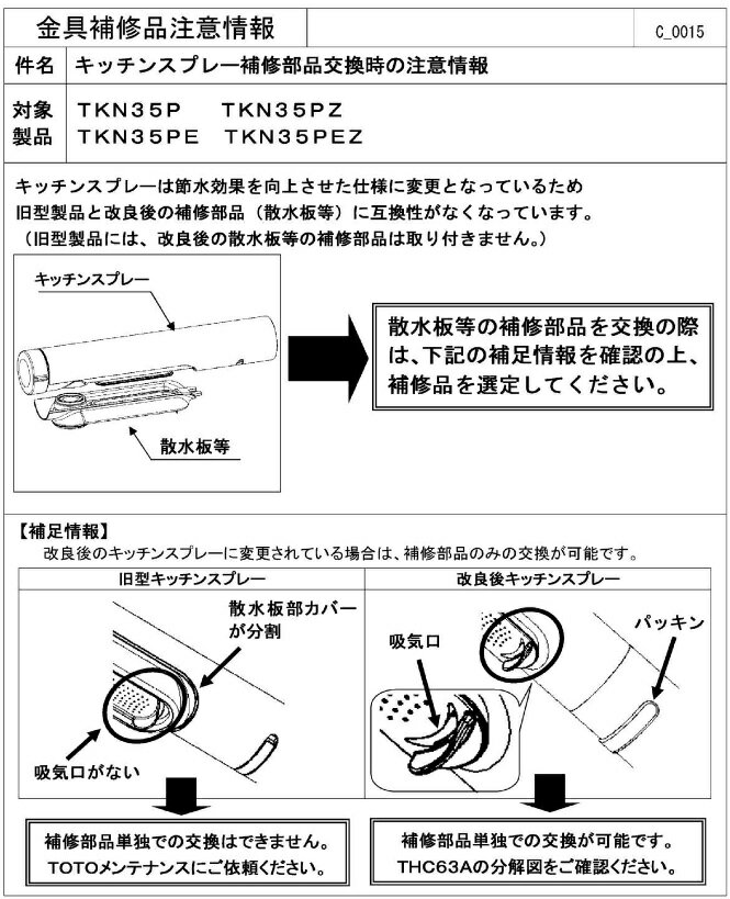 TOTO(トートー)キッチンスプレー(TKN35P型用)THC63A