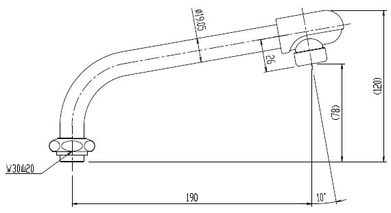 発送日について 3−5営業日以内に発送予定です。 発送の注意点 ※メーカー直送となりますので、はっきりとした納期についてはメーカー発注後にメールでご連絡させて頂きます。 ※交通機関の不具合や悪天候などそのほかの不可抗力が生じた場合、遅延が発生する可能性がございますので予めご了承下さい。 ■メーカー：LIXIL(INAX) ■型　　番：A-975-19 ■［吐水口：φ19×190mm］、袋ナット(接続ねじ：W30山20) ■代表使用商品　SF-130DC-G(-U)