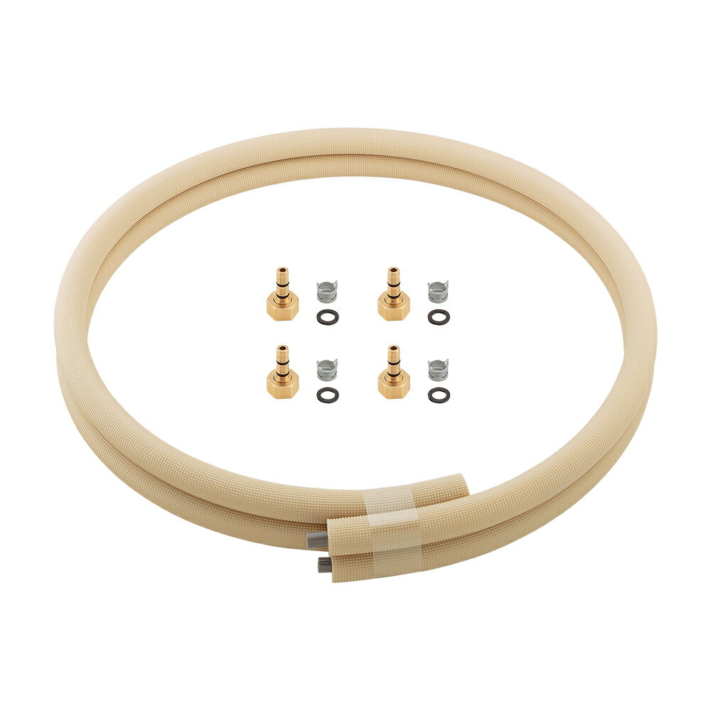 発送日について 2〜3営業日以内に発送いたします。 発送の注意点 ※メーカー直送となりますので、はっきりとした納期についてはメーカー発注後にメールでご連絡させて頂きます。 ※交通機関の不具合や悪天候などそのほかの不可抗力が生じた場合、遅延が発生する可能性がございますので予めご了承下さい。 メーカー：カクダイ 品　　番：413-402-3 品　　名：エコくるっとセット ●最高使用圧力：1.0MPa(水撃値を含む）　使用温度：1〜95℃ ●施工の際は必ず専用継手をご使用ください。 ●ホース配管の為柔軟性があり、取り回しが容易で切断後の管端加工も必要ありません。 ◆品番のうしろは1巻の長さ（m）