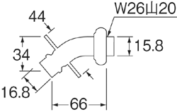 SAN-EI（三栄水栓）洗濯機用L型ニップルPY12-4TX-16