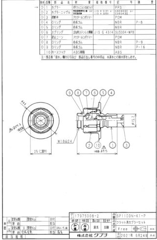 TABUCHI　タブチフラット用カプラーセットSP1100N-K1-P