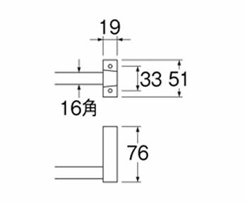 SANEI(三栄水栓)角タオル掛　457mmW51-457