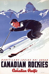 CP Rail Lake Louise Ski Area ヴィンテージポスター 軽量アルミ製フィットフレーム付 91.5×61cm