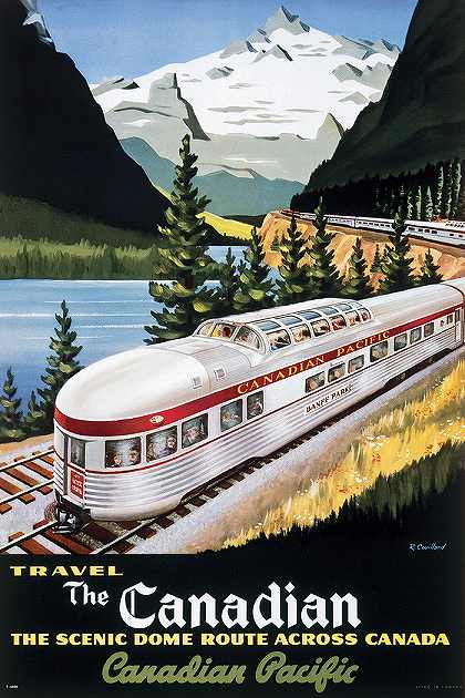 Canadian Pacific, The Scenic Dome Route, 1955　Roger Couillard ヴィンテージポスター 軽量アルミ製フィットフレーム付 91.5×61cm
