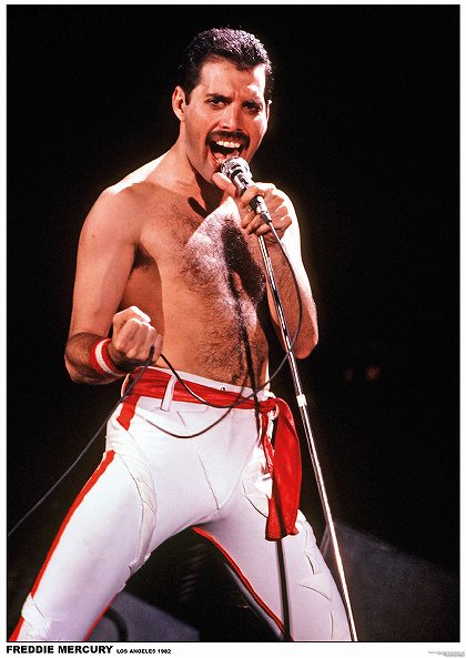 フレディマーキュリー クイーン ロサンジェルス1982 ポスター 木製アートフレーム付 フレディ・マーキュリー Freddie Mercury