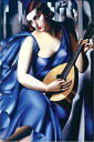 タマラ ド レンピッカ作品 Woman Blue Guitar アートポスター 木製アートフレーム付 91.5×61cm タマラドレンピッカ作品