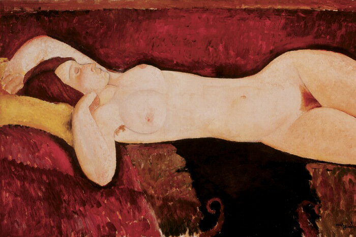 アメデオ モディリアーニ Nude Woman Reclining 横たわる裸婦 ポスター 木製アートフレーム付 アメデオモジリアーニ