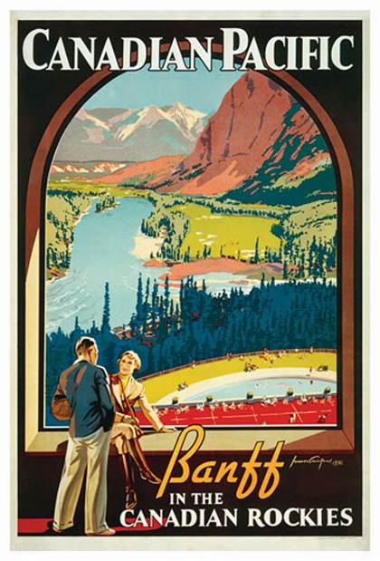 CP Rail in The Canadian Rockies ヴィンテージポスター 木製アートフレーム付