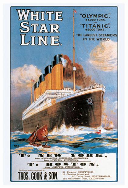 タイタニック号 ヴィンテージポスター 木製アートフレーム付 Titanic White Star Line