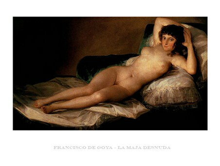 フランシスコ デ ゴヤ作品 裸のマハ アートプリント 木製アートフレーム付 80×60cm