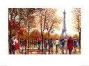 リチャード・マクニール作品 Eiffel Tower アートプリント 木製アートフレーム付