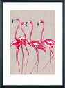 サマー・ソーントン作品 Elegant Flamingos アートプリント 木製アートフレーム付 80×60cm