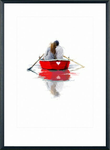 リチャード・マクニール作品 Couple in a Boat アートプリント 木製アートフレーム付 80×60cm