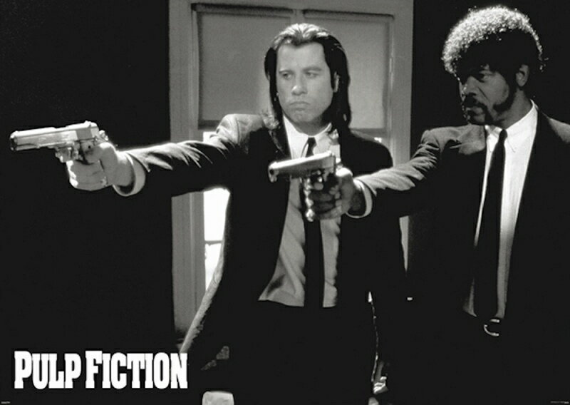 パルプフィクション 映画ポスター 軽量アルミ製フィットフレーム付 91.5×61cm パルプ フィクション PULP FICTION DUO GUNS