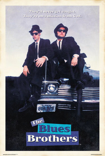 ブルースブラザース 映画ポスター 軽量アルミ製フィットフレーム付 ブルース・ブラザース The Blues Brothers 91.5×61cm