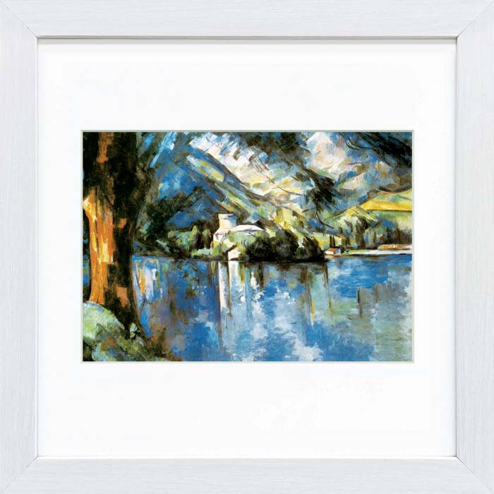 セザンヌ作品 アヌシー湖 スクエア額装作品 高精細ジグレー版画 額装作品