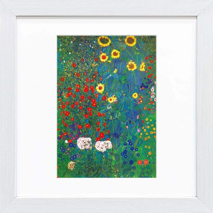 クリムト作品 ひまわりの咲く農家の庭 スクエア額装作品 高精細ジグレー版画 額装作品