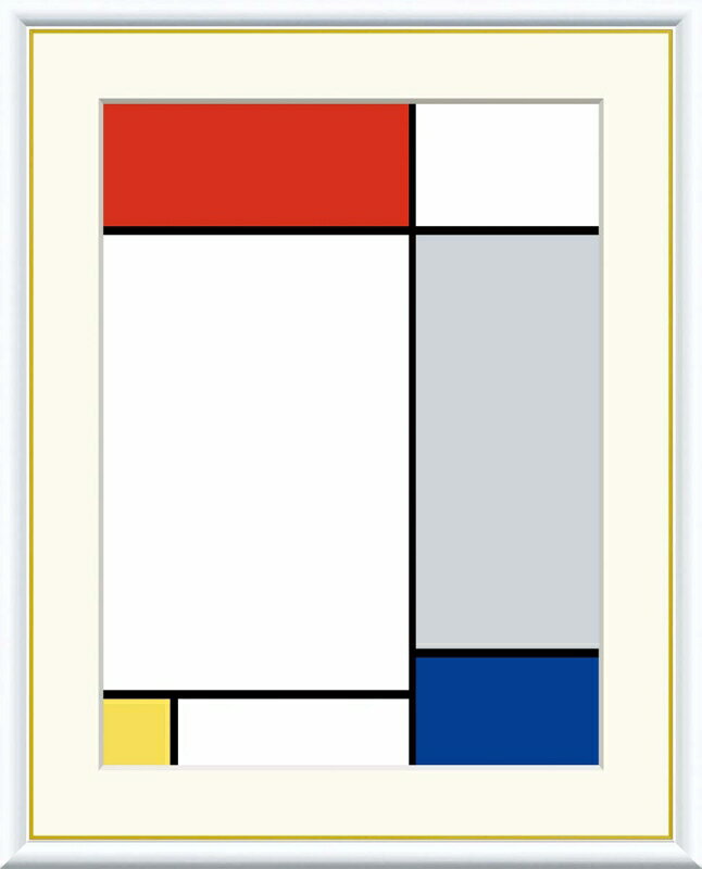 赤・黄・青のコンポジション モンドリアン作品 F8サイズ 工芸美術画 額装作品