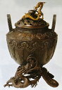 明治の秀作復元 香炉 龍足雲龍蓋香炉 布張化粧箱付 高岡銅器 送料無料