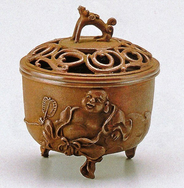 伝統工芸 高岡銅器 布袋文香炉 名取川雅司作品 桐箱付き 送料無料