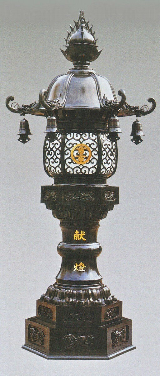 神社仏閣の燈籠 角型 台燈籠 一対 60号 高岡銅器の神仏具